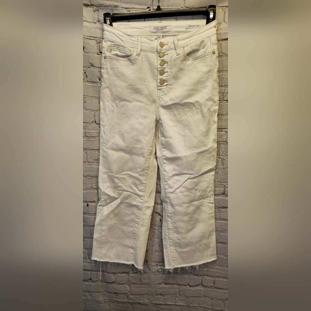 Judy Blue White Button-Fly Jeans